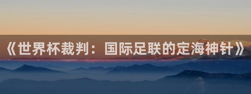 世界杯预选赛亚洲区积分榜：《世界杯裁判：国际足联的定海神针》
